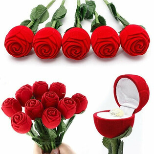 Rose avec Bague en Pr&eacute;sentoir (48 pcs)