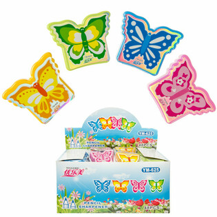 TAILLE-CRAYONS PAPILLON, COULEURS ASSORTIES EN PR&Eacute;SENTOIR (48 pcs)