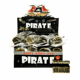 Mini coffre aux tr&eacute;sors pirate en pr&eacute;sentoir (24 pcs)