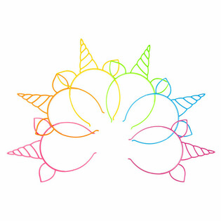 Diad&egrave;me Licorne / Tiara, Mix Couleurs N&eacute;on (24 pcs)