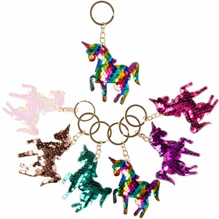 Porte-cl&eacute;s LICORNE &agrave; PAILLETTES (12 pcs.)