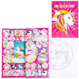 Livre de Coloriage Licorne A4 avec Autocollants (12 pi&egrave;ces)