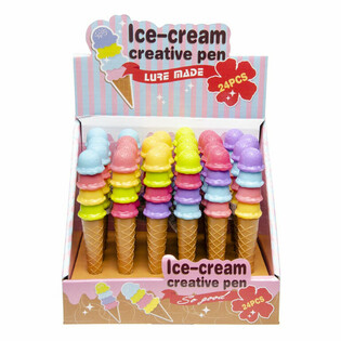 Stylo &agrave; Bille C&ocirc;ne de Glace en Pr&eacute;sentoir (24 pcs)