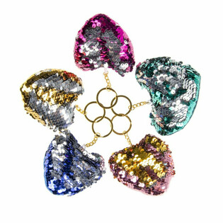 Porte-cl&eacute;s Coeur en Peluche avec Paillettes (12 pcs)