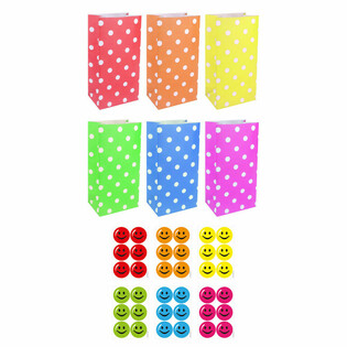Sachets Surprise en Papier avec Stickers Smiley - Mix (72 pcs)