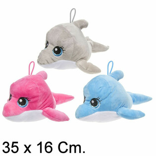 Grand Dauphin en Peluche, 35 cm - Couleurs Mixtes (6 pcs)