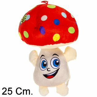 Grand Champignon en Peluche avec Visage - 25 cm - Mix Couleurs (6 pcs)