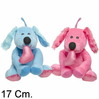 CHIEN EN PELUCHE AVEC CŒUR - 17 CM - MIX COULEURS (12 pcs)