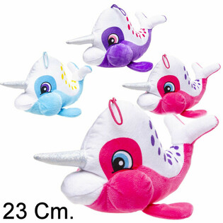Narval en Peluche avec Corne - 23 cm - Couleurs Mix (12 pcs)