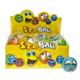 BALLES ANTI-STRESS SMILEY EN PRÉSENTOIR (24 pcs)