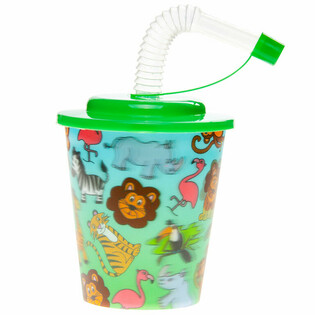 Gobelet / Coupe de Glace avec Paille - Animaux de la Jungle (12 pcs)