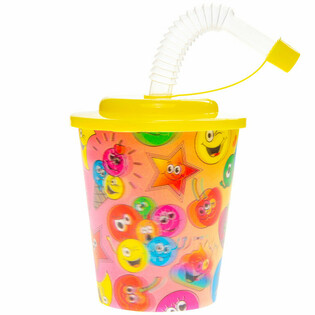 Gobelet avec paille / Gobelet &agrave; glace &ndash; Smiley, 250 ml (12 pi&egrave;ces)
