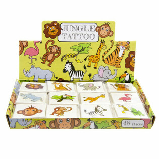 Tatouages Fun - Présentoir Animaux de la Jungle (48 Packs)