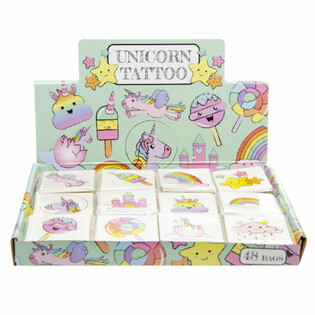 Tatouages Éphémères Licorne - Sachets de 12 (Présentoir de 48)
