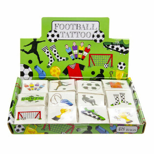 Tatouages Fun Football - Pr&eacute;sentoir de 48 Pochettes (12 Tatouages par pochette)
