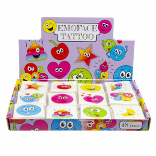 Tatouages &Eacute;ph&eacute;m&egrave;res Smiley - Pr&eacute;sentoir 48 Pochettes