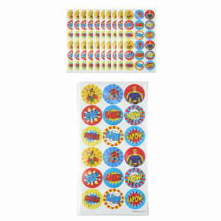 STICKERS FUN - SUPER-H&Eacute;ROS 18 STICKERS PAR FEUILLE (10 pcs)