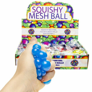 BALLE SQUISHY - Diam&egrave;tre : 5 cm - MIX COULEURS VIVES EN PR&Eacute;SENTOIR (24 pcs)