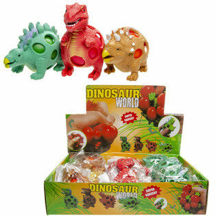 Balle Squishy Dinosaure en Filet - Pr&eacute;sentoir (12 pcs)