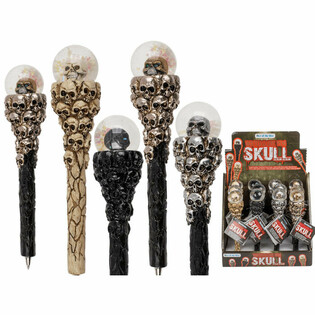 **MÉGA PAS CHER** Stylos à Bille Tête de Mort en Présentoir (12 pcs)