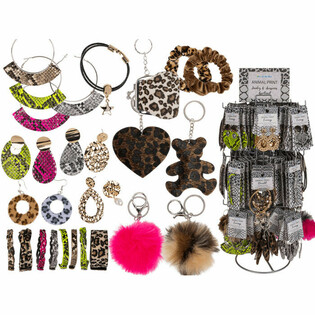 **MÉGA MOINS CHER** PRÉSENTOIR COMPLET MOTIFS ANIMAUX AVEC BIJOUX ET ACCESSOIRES (180 pièces)