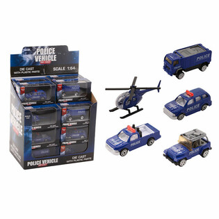 DIE CAST - MIX VÉHICULES DE POLICE, ÉCHELLE 1:64 EN PRÉSENTOIR (24 pcs)