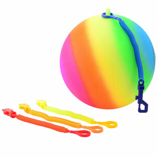 BALLE ARC-EN-CIEL AVEC CORDON / BALLE BUNGEE &Oslash;23 Cm (36 pcs)