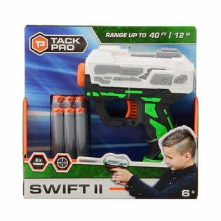 Pistolet à fléchettes Tack Pro Swift II avec 6 fléchettes souples