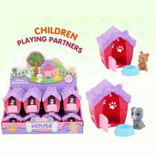MAISON POUR ANIMAUX AVEC ANIMAL EN PR&Eacute;SENTOIR (24 pcs)
