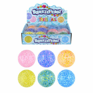 BALLE ANTI-STRESS SQUEEZE &Agrave; PERLES &Oslash;7CM EN DISPLAY (12 pcs)