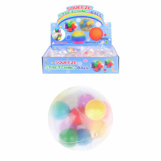 Balle Anti-Stress Squeeze &Oslash; 6cm avec Pompons (Display de 12)