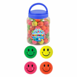 Balles Rebondissantes Smiley &Oslash;3,3cm - Pot de 72 pi&egrave;ces