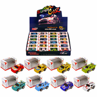 Petites voitures &agrave; friction en bo&icirc;te cadeau - Pr&eacute;sentoir (24 pcs)
