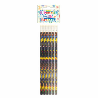 Lot de 6 Crayons et Gommes Super-H&eacute;ros - Pr&eacute;sentoir (24 lots)