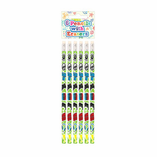 Lot de 6 Crayons et Gommes Gamer - Pr&eacute;sentoir (24 sets)