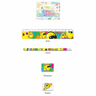 KIT DE PAPETERIE SMILEY 4 PI&Egrave;CES (24 pcs)