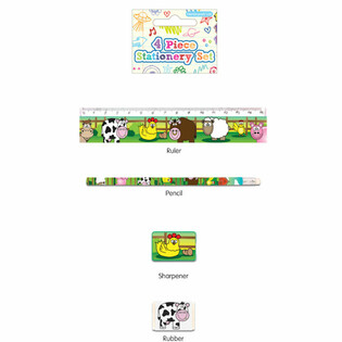 Kit de Papeterie Animaux de la Ferme 4 Pi&egrave;ces (24 pcs)