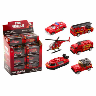 DIE CAST - MIX VÉHICULES DE POMPIERS - ÉCHELLE 1:64 - EN PRÉSENTOIR (24 pcs)
