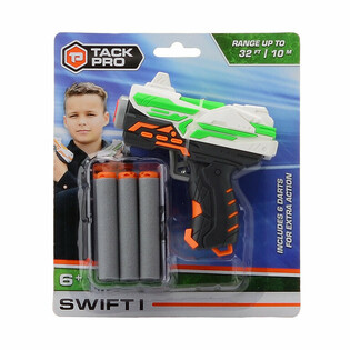 Pistolet Jouet Tack Pro Swift I avec 6 Fléchettes Souples - 11 cm