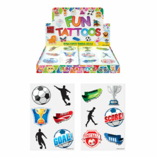 FUN TATTOOS - MOD&Egrave;LE : FOOTBALL EN PR&Eacute;SENTOIR (96 pcs)