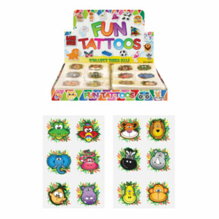 Tatouages Jungle Fun - Pr&eacute;sentoir (96 pi&egrave;ces)