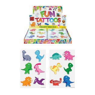 TATOUAGES RIGOLOTS - MOD&Egrave;LE : DINOSAURE EN PR&Eacute;SENTOIR (96 pcs)
