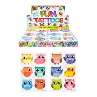 Tatouages Amusants Hibou - Pr&eacute;sentoir (96 Pi&egrave;ces)