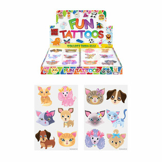 Tatouages &Eacute;ph&eacute;m&egrave;res Chats & Chiens (Pr&eacute;sentoir de 96 pi&egrave;ces)
