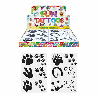 Tatouages &Eacute;ph&eacute;m&egrave;res - Mod&egrave;le : Empreintes d'Animaux en Pr&eacute;sentoir (96 pcs)