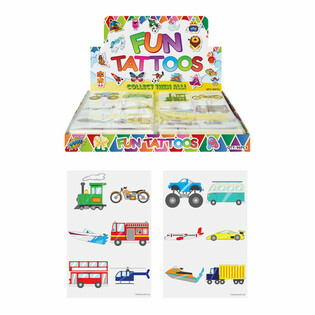 Tatouages &Eacute;ph&eacute;m&egrave;res - Mod&egrave;le : V&eacute;hicules en Pr&eacute;sentoir (96 pcs.)