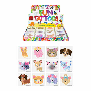 TATOUAGES AMUSANTS - PR&Eacute;SENTOIR CHATS & CHIENS (48 PAQUETS)