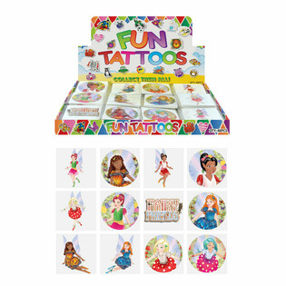 TATOUAGES FUN - MOD&Egrave;LE : F&Eacute;E / FAIRY, Chaque paquet de 12x tatouages EN PR&Eacute;SENTOIR (48 pcs.)