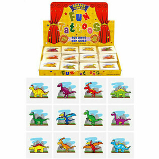 TATOUAGES RIGOLOTS - MOD&Egrave;LE : DINOSAURE, 12x Tatouages par sachet EN PR&Eacute;SENTOIR (48 pcs)