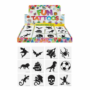 TATOUAGES RIGOLOTS - MOD&Egrave;LE : GAR&Ccedil;ONS, Paquets de 12 Tatouages EN PR&Eacute;SENTOIR (48 pcs)